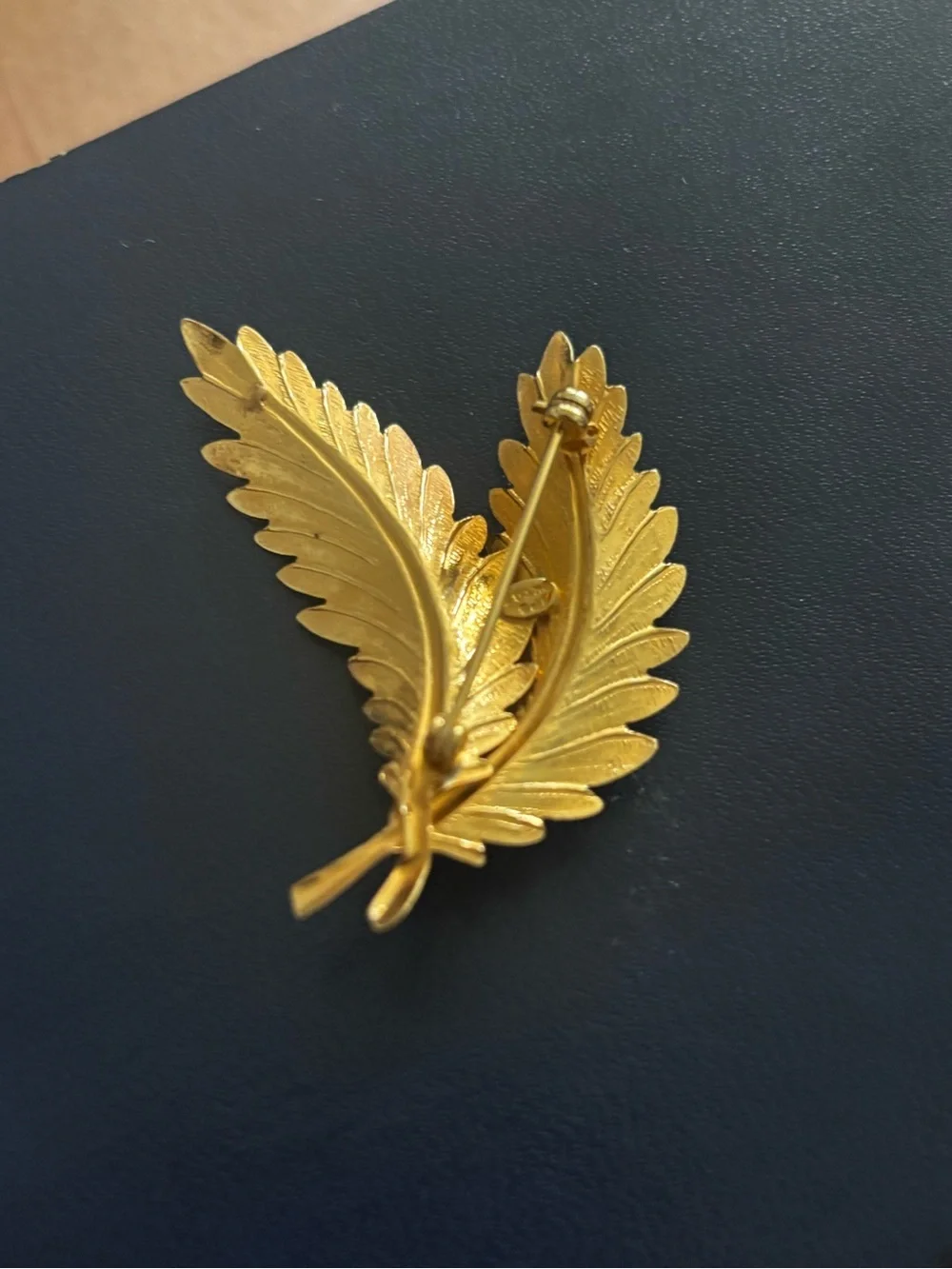 Gold Leaf Brooch with Pearl Accents - Women Jewelry